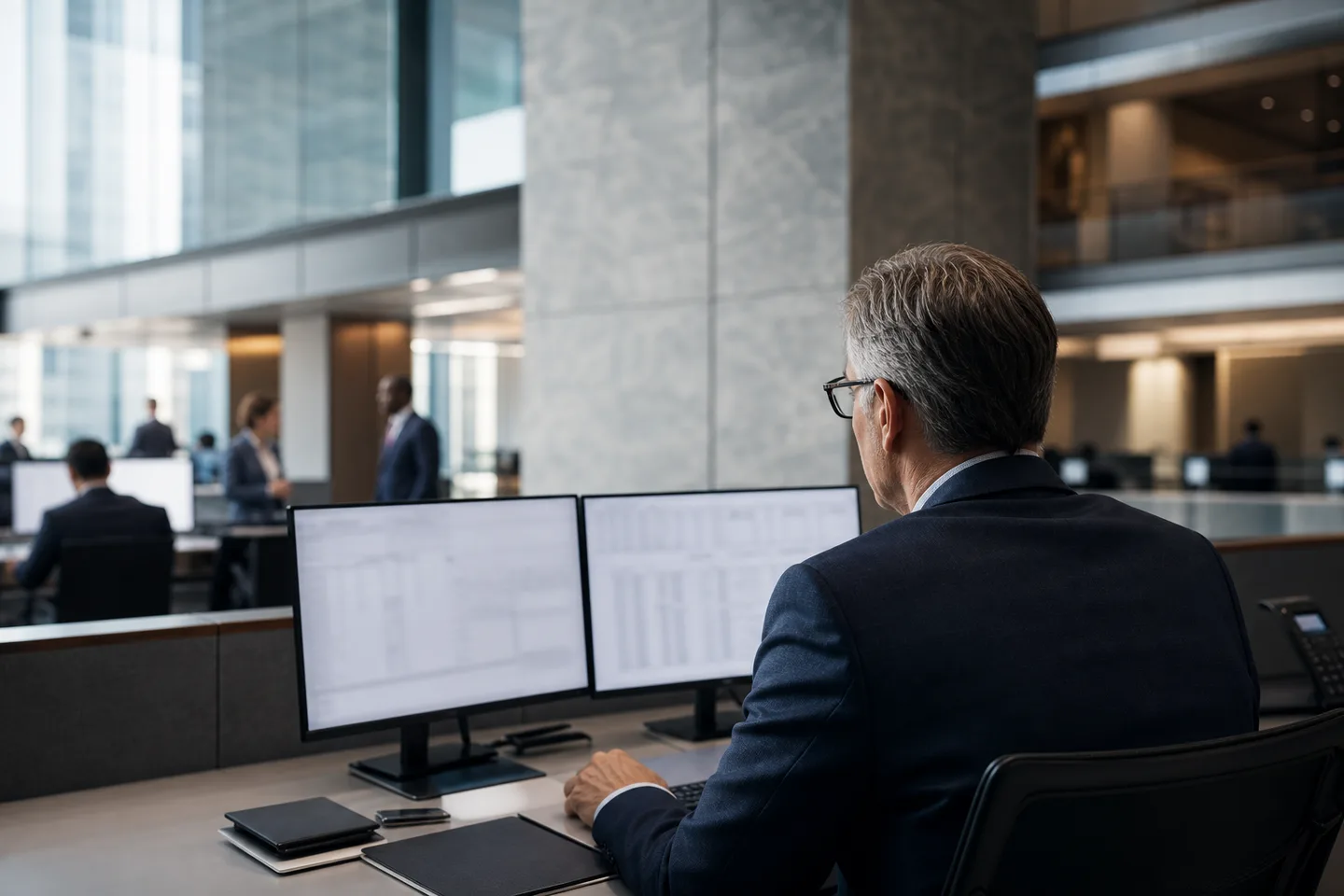 Banking operations leader working across governed information systems