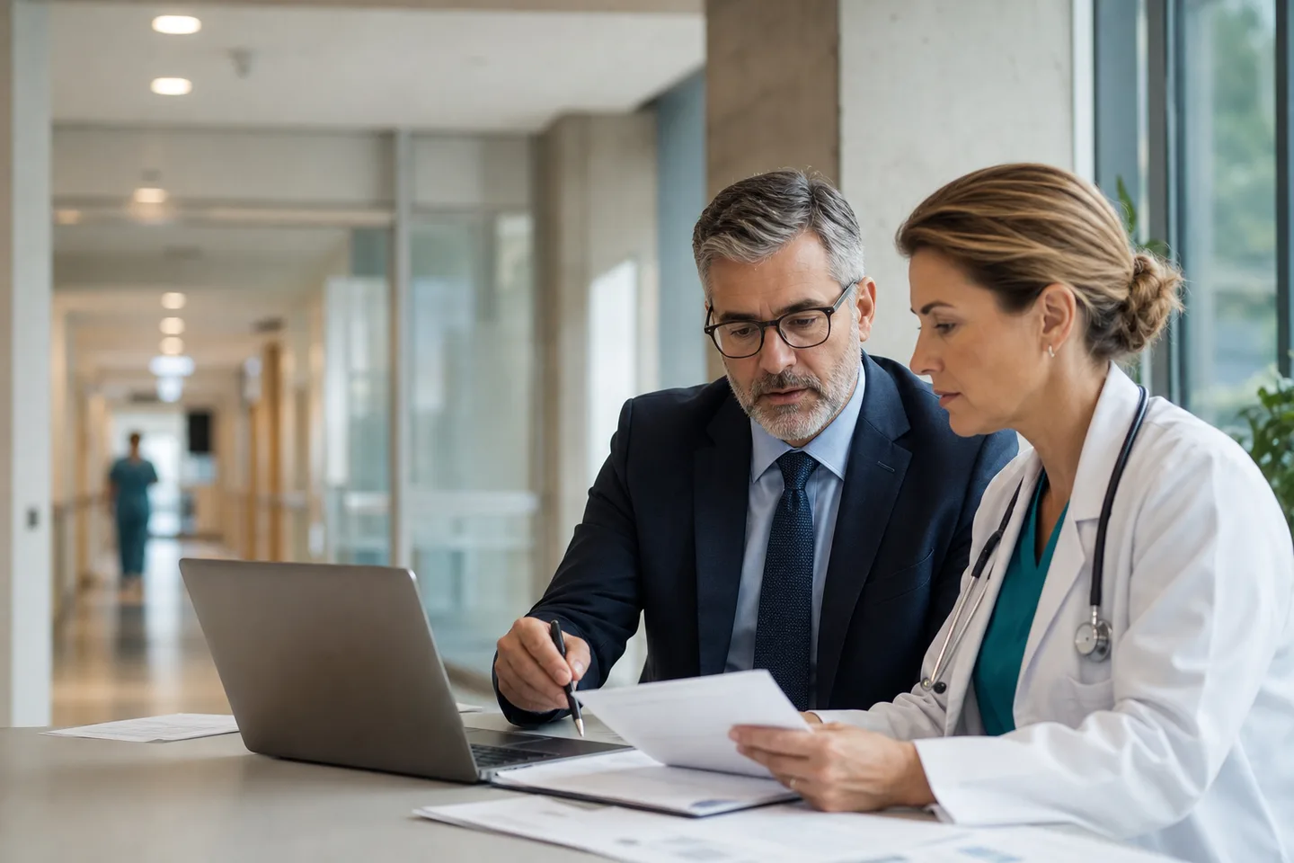 Healthcare professionals coordinating operational work